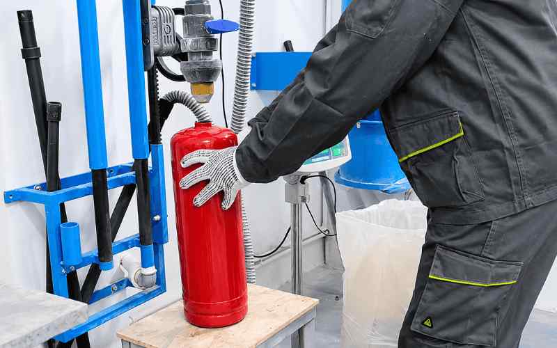 Quy trình nạp bình chữa cháy bột